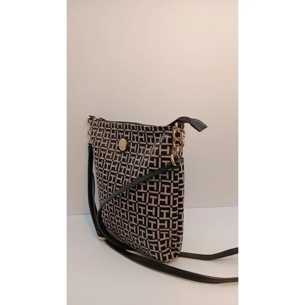 Tommy Hilfiger Monogram Canvas Crossbody Bag: Classic Preppy Shoulder Purse